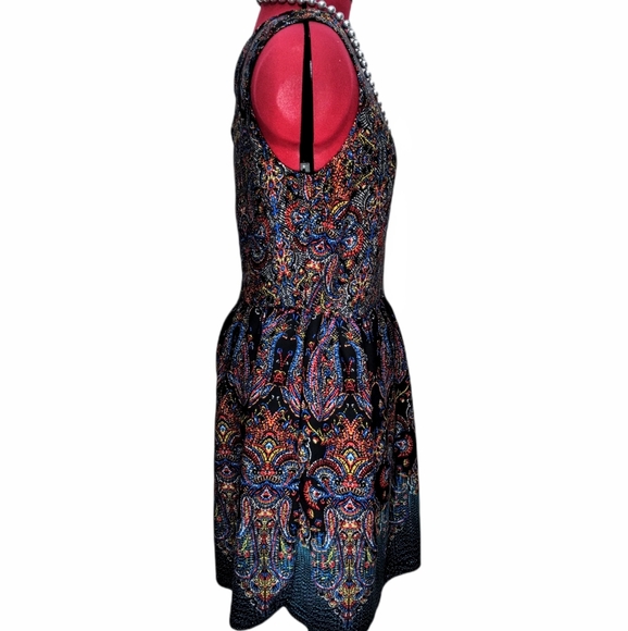 BeBop Black Paisley Boho Large Sleeveless Mini Dress - Picture 7 of 12